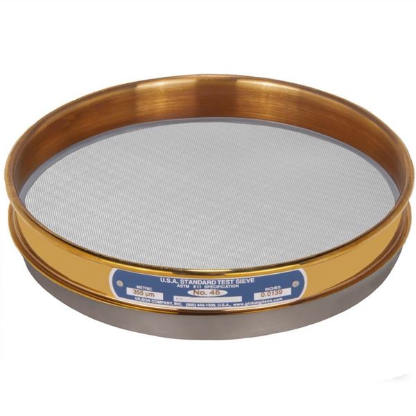 8in Sieve, Brass/Stainless, Half-Height, No.50