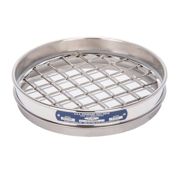 8in Sieve, All Stainless, Half-Height, 3/4in